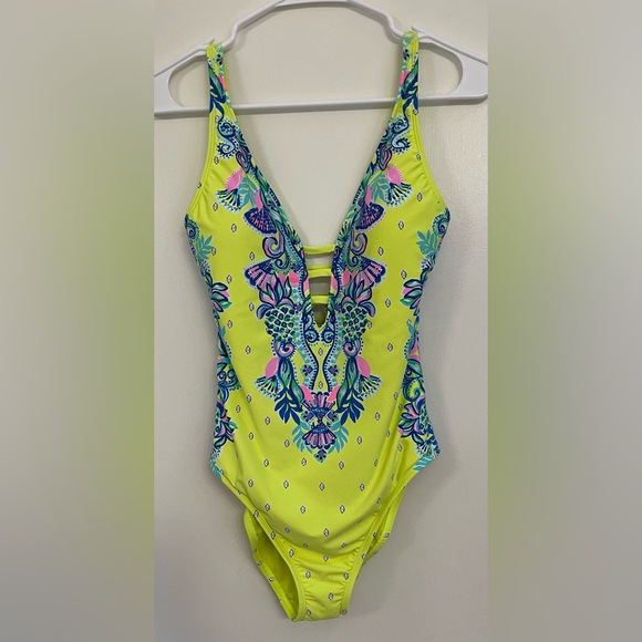 🦄🦄Lilly Pulitzer Jaspen one piece swimsuit Loro Green Pineapple Rivera Size 6 - Picture 6 of 6
